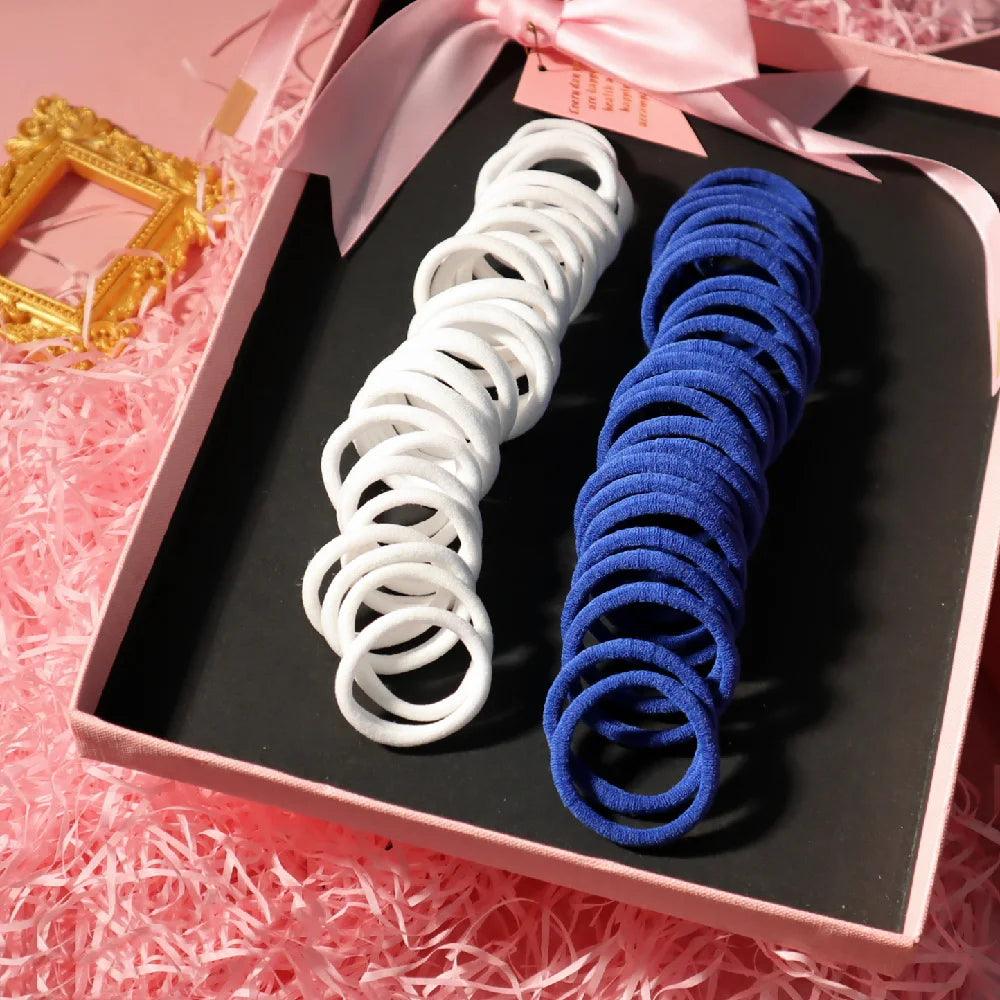 50PCS/Set 5CM Solid Color Cotton Hair Ties For Women Hairbands Elastic Rubber Bands Seamless Link Rope Hair Accessories