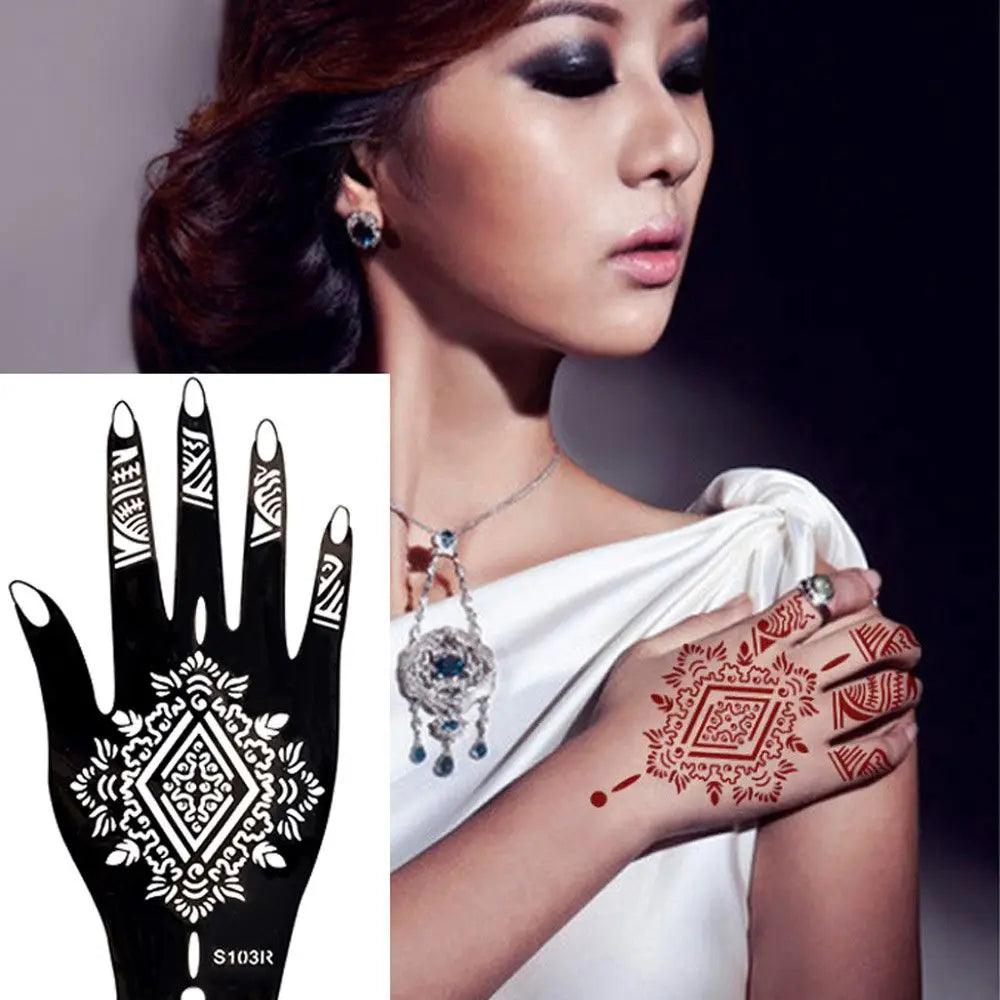 Cool Wedding Tool Hand Foot Temporary Tattoo Body Art Sticker Henna Stencil Tattoo Stencil Template