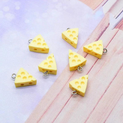 10pcs Kawaii Mini Triangle Cheese Resin Charms INS Yellow Food Pendant For Earring Keychain Decor Diy Jewelry Making