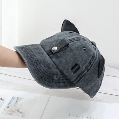 Water Washed Baseball Cap With Glasses For Women And Men Cat Ears Pilot Snapback Caps Gorras Outdoor Sunshade Sun Hats Unisex