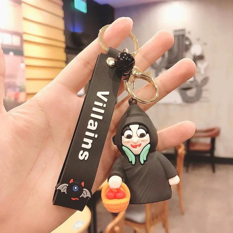 Anime Disney Figure Villain Maleficent The Evil Queen Cruella Silicone Keychain Bag Key Ring Pendant Children Toy Birthday Gifts