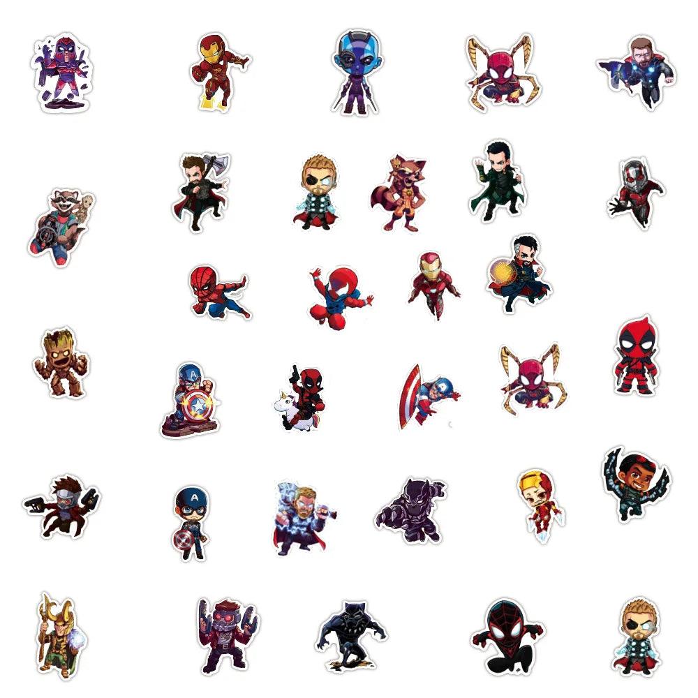 10/30/50/100/200Pcs Disney Super Hero Anime Waterproof Stickers Cartoon Decals Skateboard Motorcycle Laptop Car Cool Sticker Toy