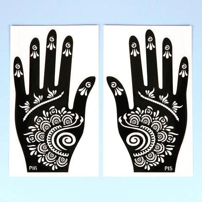 2pcs Henna Tattoo Stencils Templates For Women Temporary Tattoo Indian Fashion Flower Wedding Tattoo Supplies For DIY Body Art