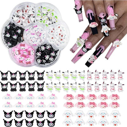 Sanrioed Hello Kitty DIY Nail Art Jewelry Decor Kawaii Kuromi Charms For Manicure DIY Nail Parts Rhinestone Toy Gift for Girls