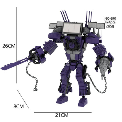 3.0 Titan Clock Man Creative Skibidi Toilet Building Blocks Set Red Drill Man TV Monitor Model DIY Bricks Toys For Boy Xmas Gift