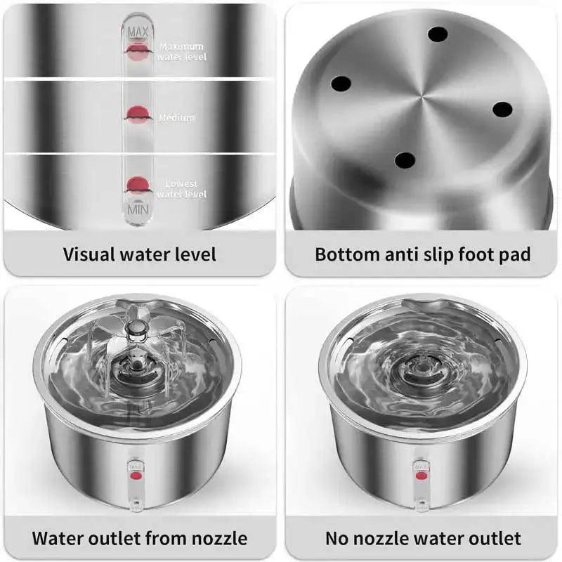 2L Stainless Steel Automatic Pet Water Dispenser Fountain For Cats And Dogs Drinking Bowl Easy To Clean Multiple Pets Supplies - HighGloss Shop