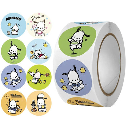 500Pcs/Roll Sanrio Stickers Kawaii Hello Kitty Melody Kuromi Cinnamoroll Luggage Graffiti Decals Kid Toy Decoration Sticker Gift