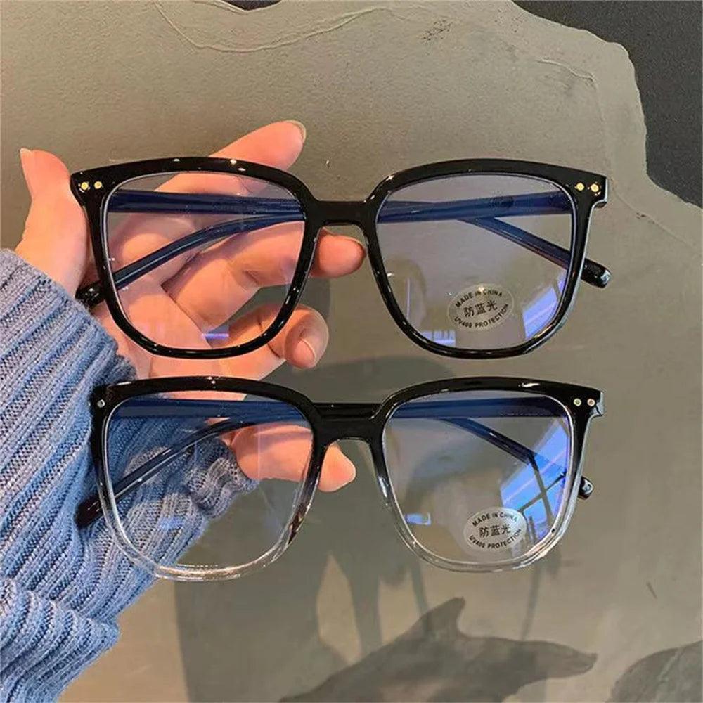 Large Square Frame Anti-Blue Light Glasses Fashion Retro Men Women Computer Gaming Eye Protection Classic Plain Glass Spectacles - HighGloss Shop