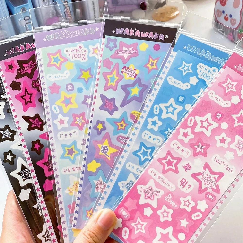 Korean Style Cute Journal stickers Hot KPOP Toploader Decoration Scrapbooking Material Kawaii Star Holographic Deco Seal