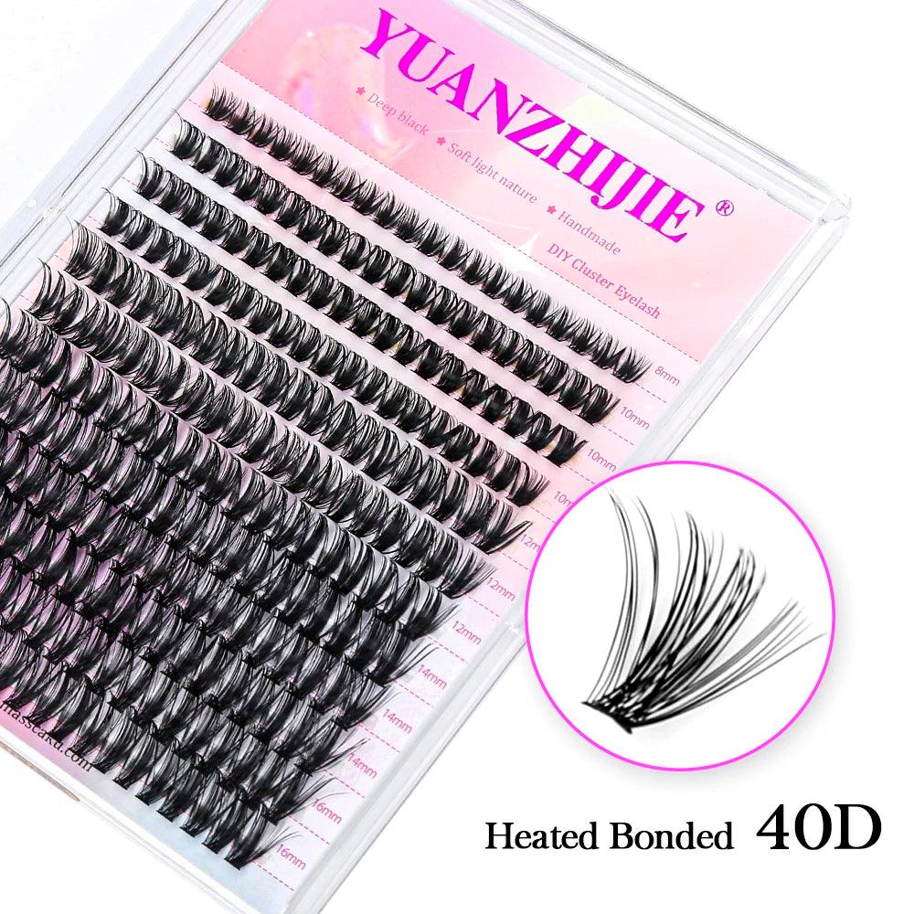 YUANZHIJIE DIY 120 PCS Cluster Lashes 3D Natural Bunch 8-16mm D Curl Segmented Beam Individual Mink Tufted Eyelash Fine Lash Tip