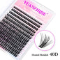 YUANZHIJIE DIY 120 PCS Cluster Lashes 3D Natural Bunch 8-16mm D Curl Segmented Beam Individual Mink Tufted Eyelash Fine Lash Tip