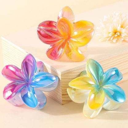 2/4/6pcs Fashion Women Flower Hair Claws Hawaiian Gradient Hair Clips Vacation Beach Style Hairpins Hair Accessories ﻿