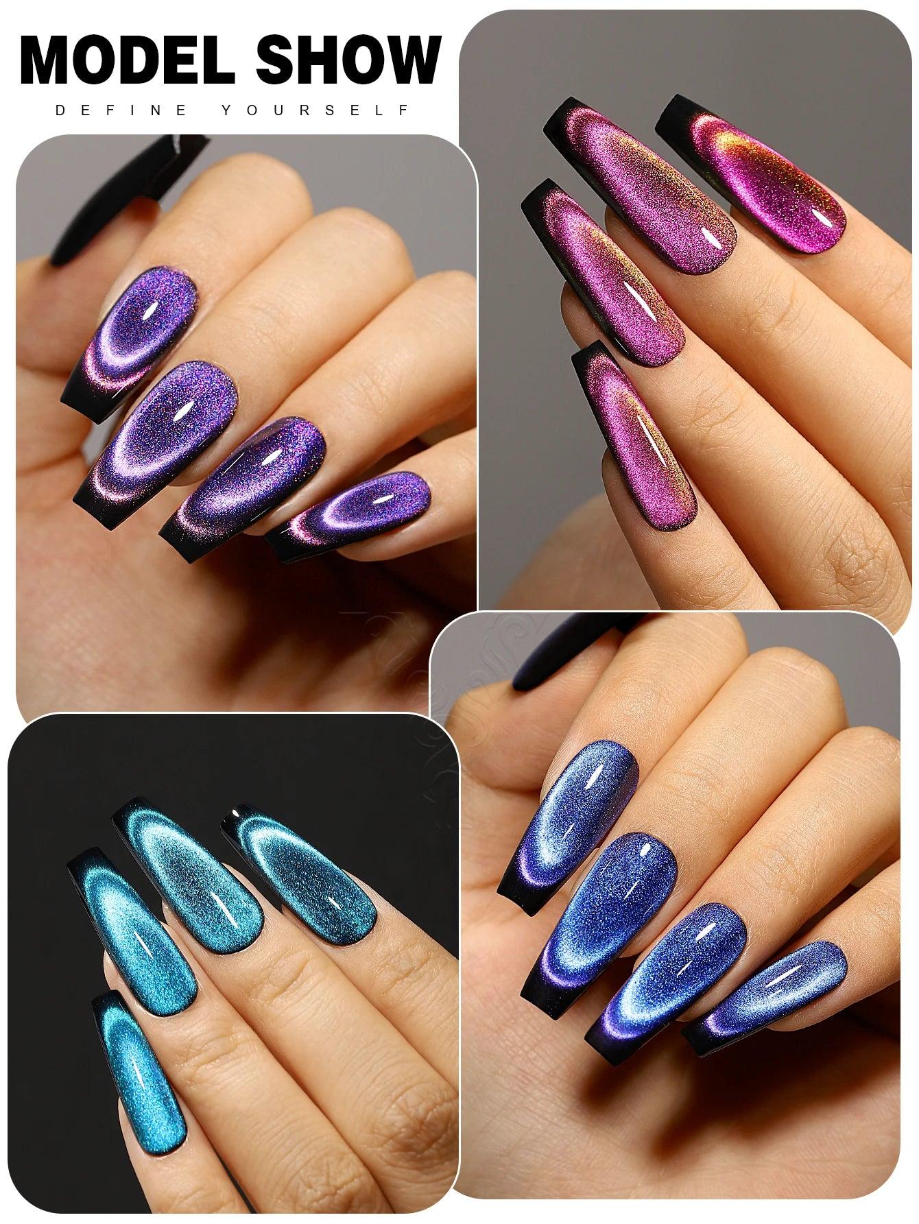 YOKEFELLOW 2024 New Dreamland Cat Eye Gel Nail Polish 10ml Dual Gloss Dreamland Color Soak Off Cat Magnetic UV Gel Varnish DIY