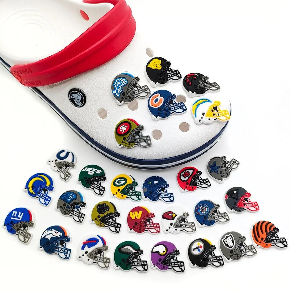 Rugby Team Helmet Nfl Collection Shoe Charms DIY Shoe Decorations Accessories Decorations Sandal Decorate for Crocs Kids Gift