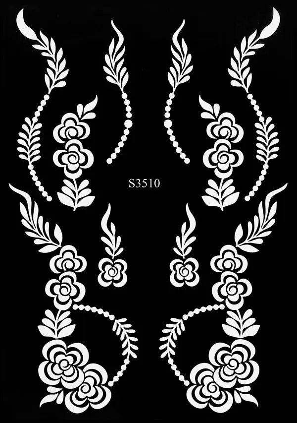 Hollow Drawing Henna Template for Hand Henna Tattoo Stencil Flower Tattoo Design for Women Wedding Festival Party Tatoo Tools