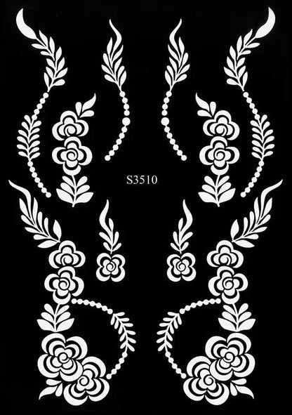 Hollow Drawing Henna Template for Hand Henna Tattoo Stencil Flower Tattoo Design for Women Wedding Festival Party Tatoo Tools