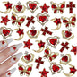 30Pcs Pink Nail Charms Alloy Rhinestones 3D Star Butterfly Heart Cross Gem Nails Crystal Diamond Nail Art Decoration Accessories