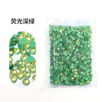 All Size Glass Noctilucent Fluorescence Crystal Neon Non Hot Fix Rhinestones FlatBack Strass Fabric Garment Nail Art Decorations