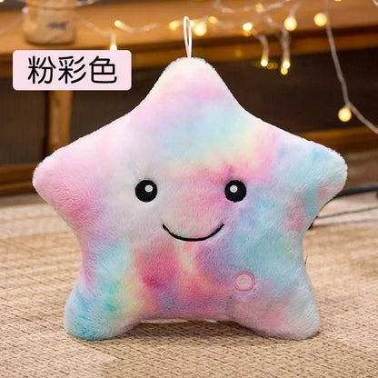 Electronic Star Plush Toy Stuffed Soft Star Pillow Doll LED Light Plush Glowing Soft Doll Baby Kid Toys Birthday Gift Home Decor