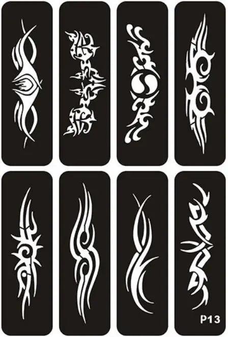 Reusable Henna Tattoo Stencils Totem Rose Slogan Wolf Airbrush Glitter Tattoo Stencil Templates for Arm Wrist Body Painting Art