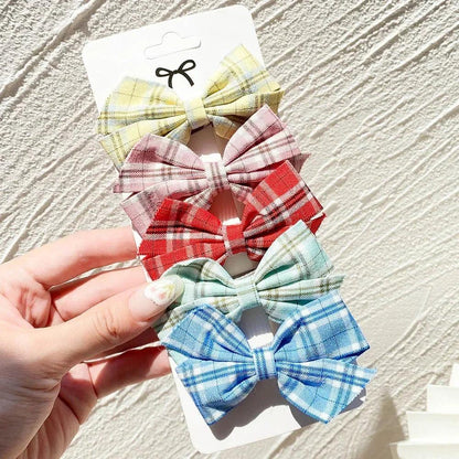 4/5Pcs Cute Baby Hairpin for Girls Print Ribbon Barrette Kids Little Hair Clip Pinches for Hair Girl Cotton Bow Hair Accessories