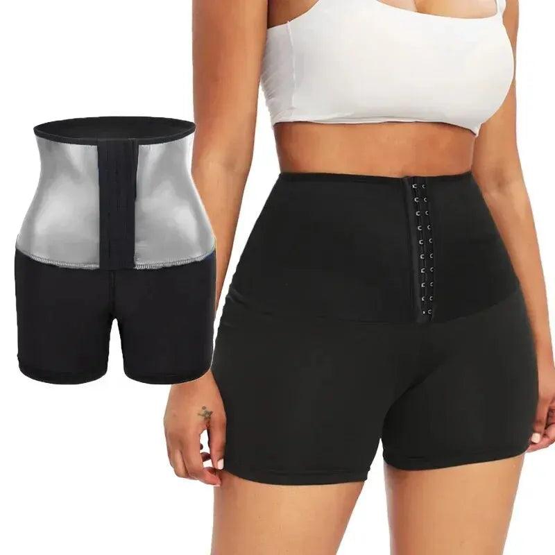 YBFDO Sweat Sauna Pants Body Shaper Weight Loss Slimming Shorts Shapewear Women Waist Trainer Hot Thermo Sweat Pants Fitness