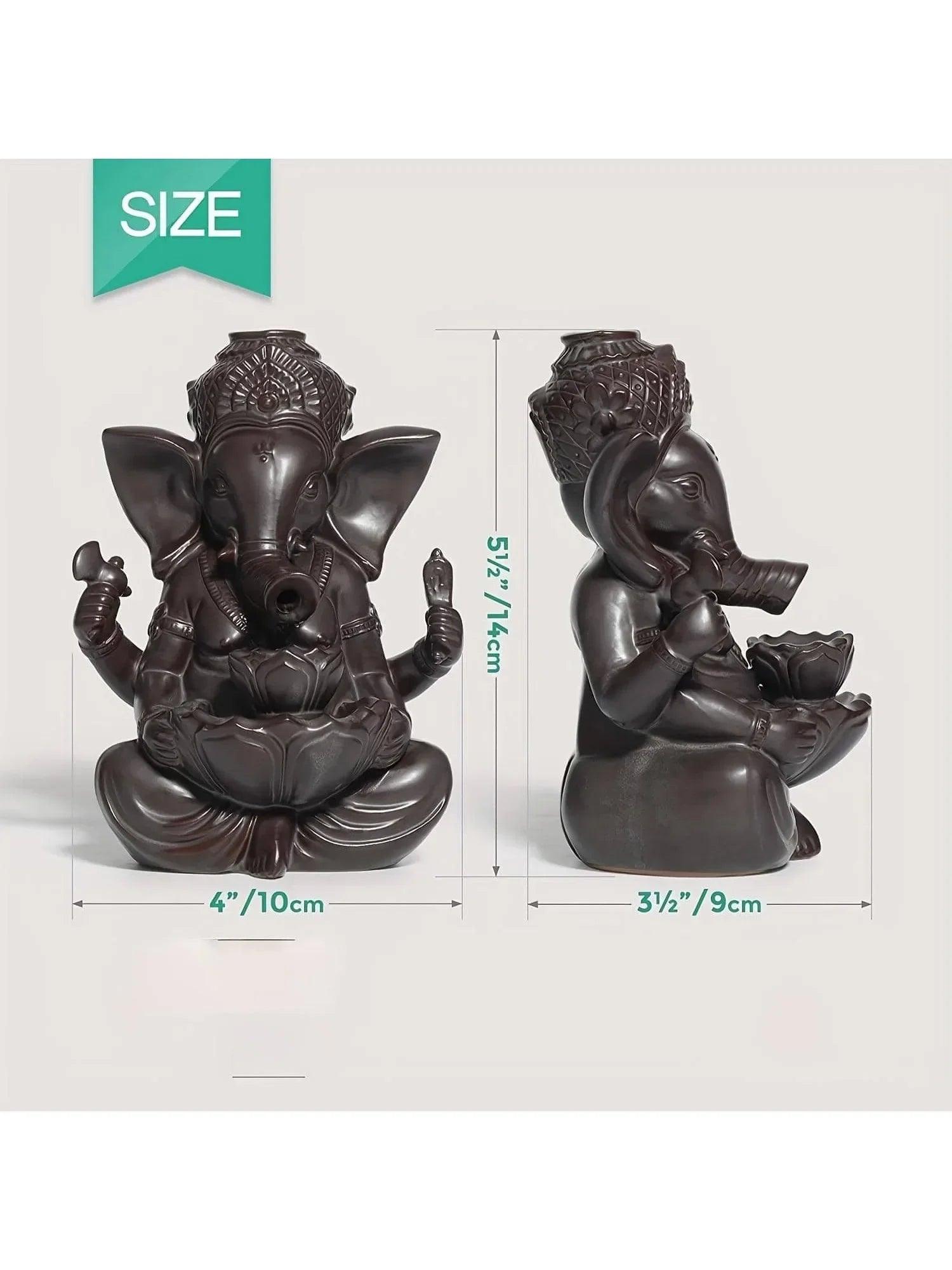 1pc Ganesha Waterfall Incense Burner, Ceramic Backflow Censer Incense Holder, Yoga Aromatherapy Elephant Ornament Home Decor - HighGloss Shop