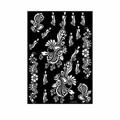 Hollow Drawing Henna Template for Hand Henna Tattoo Stencil Flower Tattoo Design for Women Wedding Festival Party Tatoo Tools