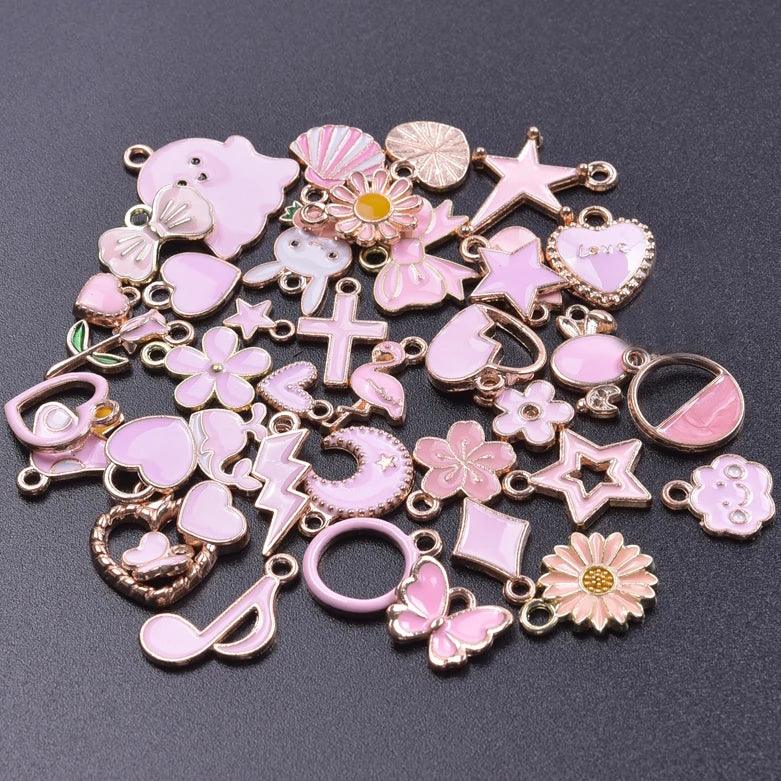 New Kawaii 10PCS/Lot Bulk Random Mix 4 Color Dripping Oil Alloy Pendant Enamel Charms For Jewelry Women DIY Handmade Accessories