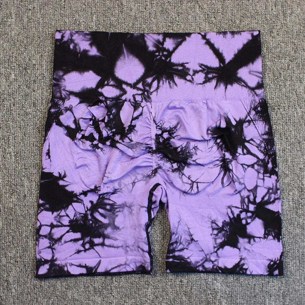 Seamless Tie Dye Push Up Yoga Shorts For Women High Waist Summer Fitness Workout Running Cycling Sports Gym Shorts Mujer