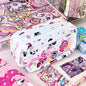 My Little Pony & Hello Kitty Sanrio Multi-Layer Flap Pencil Case, Large Capacity Cartoon Organizer with Multiple Compartments