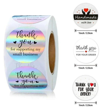 500pcs Round Labels Thank You Sticker Candy Bag Flower Cake Boxes Gift Packaging Wedding Grateful Decorative Seal Stickers