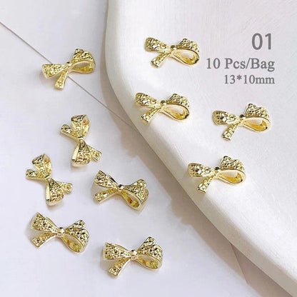 Butterfly Shaped Gold Silver Nail Charms Metal Alloy 3D Nail Rivets Gems Decoration Manicure Jewelry Accessories Nail Supplies