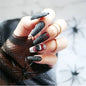 24pcs Artificial Acrylic Nail Art Fake Nails Full Coverage Removable Press on Nails Halloween Pumpkin Skull Moon False Nail Tip