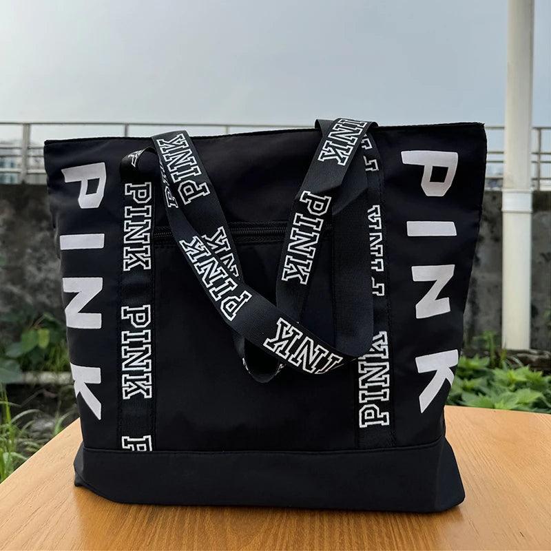 Literary Nylon Tote Bag For Women Large Capacity Shoulder Bag Fashion Letter Strap Handbags Large Capacity Tote Bag