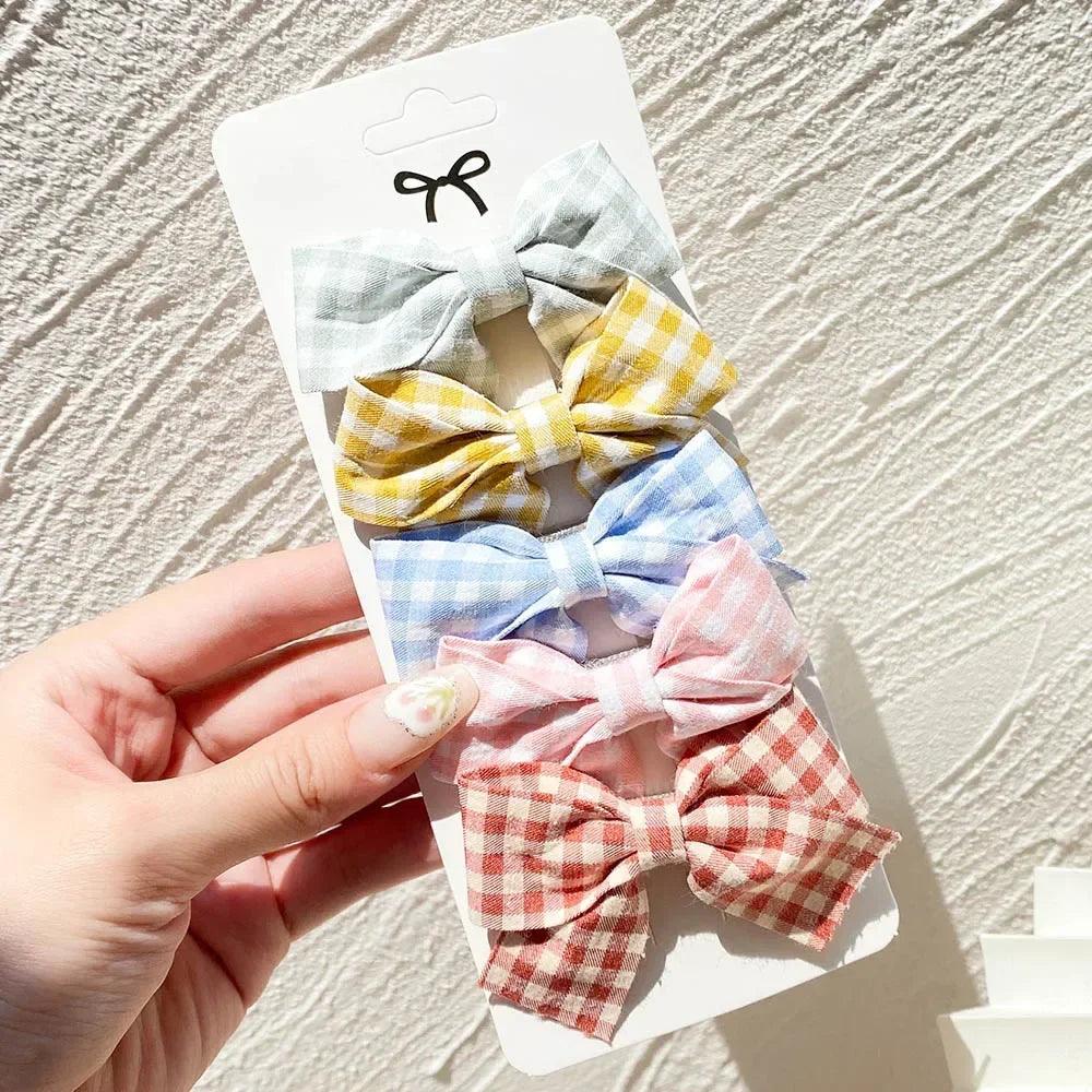 4/5Pcs Cute Baby Hairpin for Girls Print Ribbon Barrette Kids Little Hair Clip Pinches for Hair Girl Cotton Bow Hair Accessories