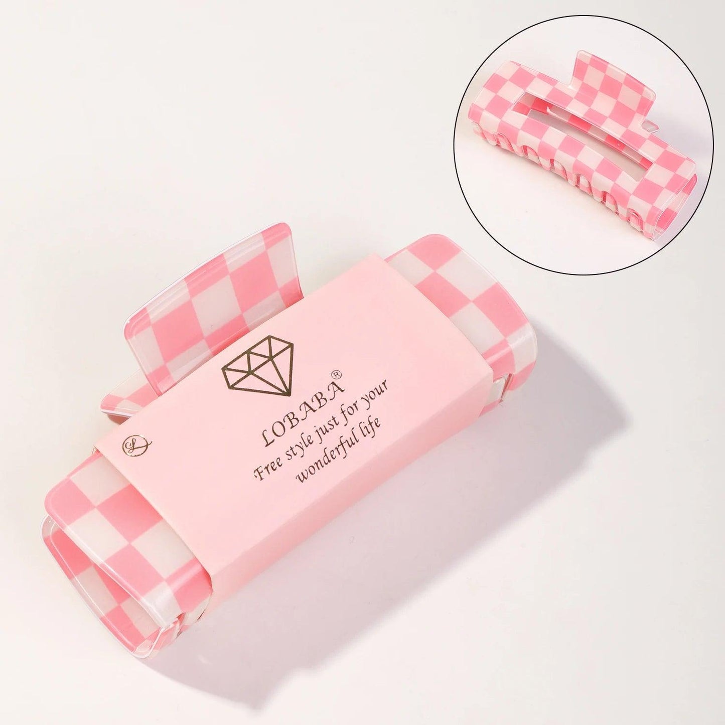 1Pcs Pink Checkered Large Hair Claw Clip for Women Girl,Cute Strong Hold Clip,Y2K Hair Barrettes Hair Accessories for Thick Hair