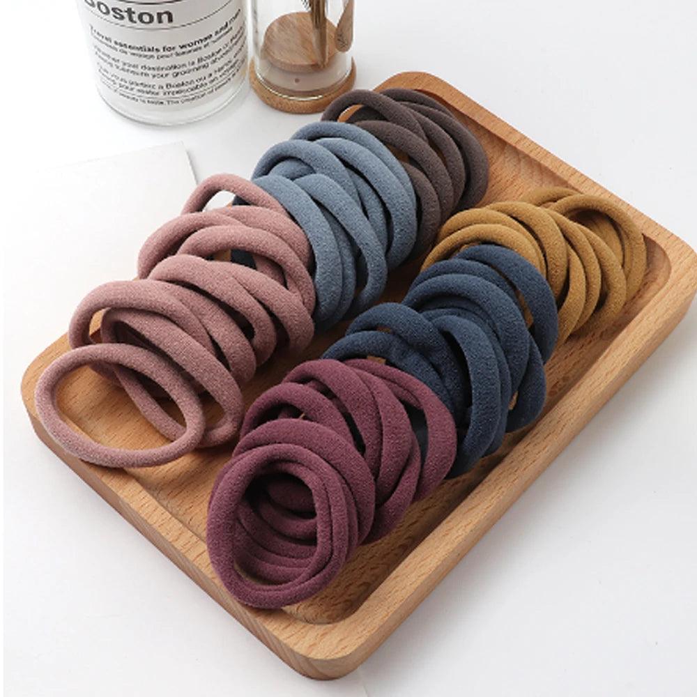 100PCS 4.5CM Seamless Soft HairBands Elastic Rubber Band Women Girl Hair Ties Nylon Scrunchies Hair Accessories