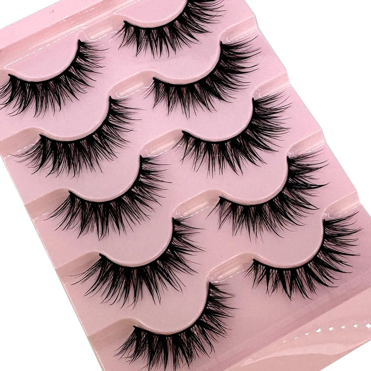 NEW 5Pairs Natural 3D Dramatic Fairy Clusters Manga Lashes Fake Eyelashes Wet Look Cosplay Lashes