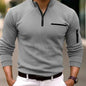 New light luxury light mature casual men sports retro  style striped zipper  arm  fashion men  outdoor  long  sleeve POLO shirt