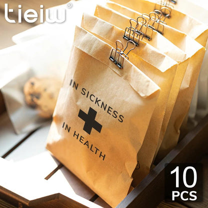 In Sickness and In Health Kraft Paper Bags, Pack of 10 - Paper Gift Bags with Cross Design for Wedding Party Celebrations