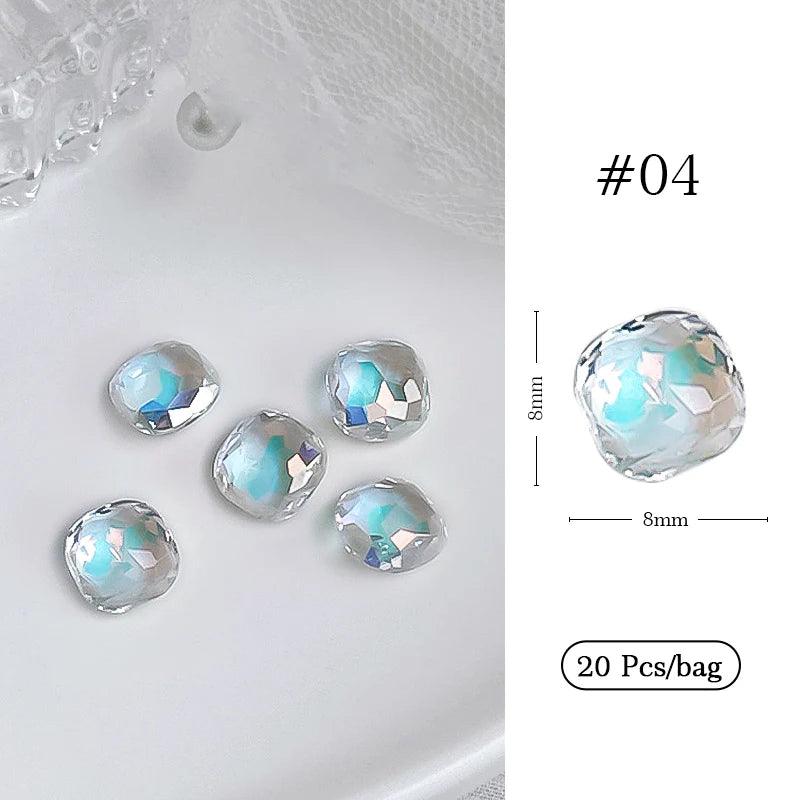 1Bag 3D Heart Nail Rhinestones Water ripple flat bottom love Charms Crystal Nail Art Decorations Gem Kawaii Resin Nails Gems