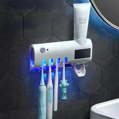 Holder Automatic Toothbrush Toothpaste Dispenser Set Dustproof Sticky Suction Wall Mounted Toothpaste Squeezer for Bathroom