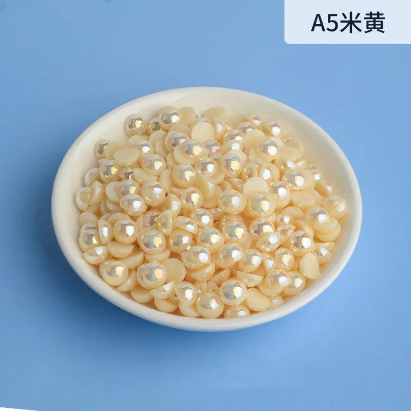 3mm-12mm Mix Size Half Round AB Pearl plastic Non Hotfix Flat Back Glitters For DIY Nail Craft Decoration - HighGloss Shop