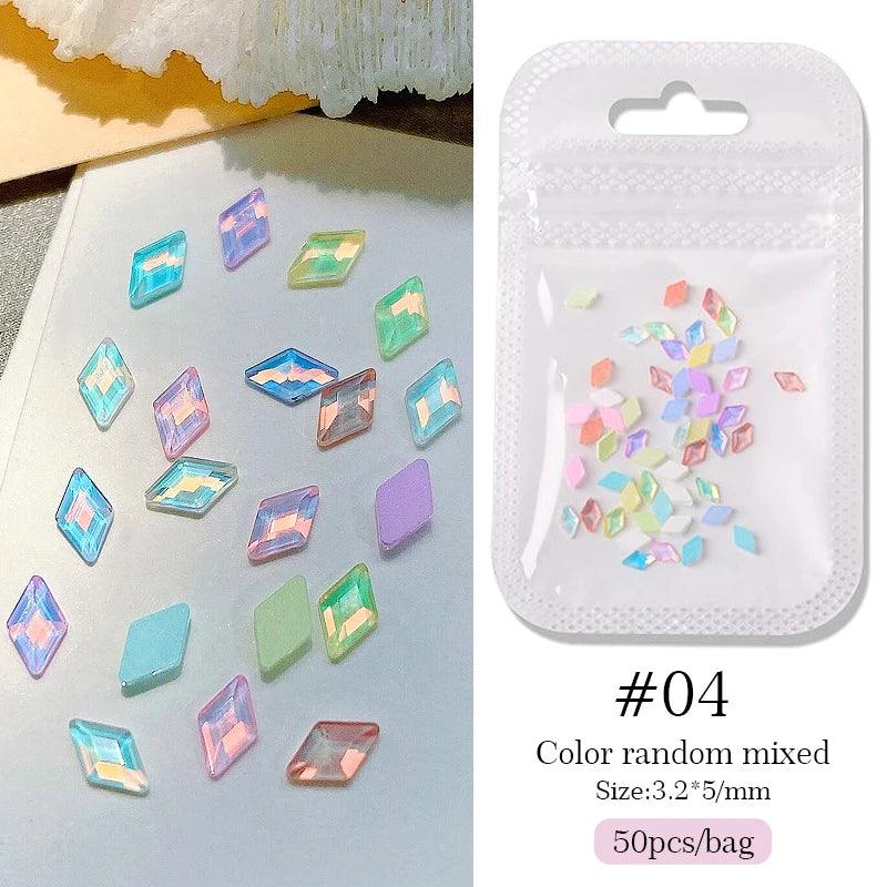 1Bag 3D Heart Nail Rhinestones Water ripple flat bottom love Charms Crystal Nail Art Decorations Gem Kawaii Resin Nails Gems