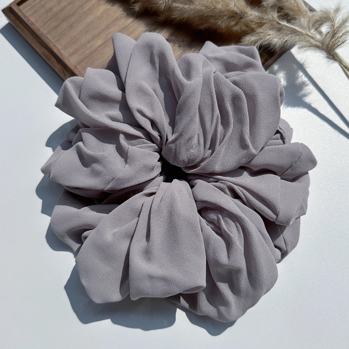 Big Size Chiffon Scrunchies For Muslim Women Custom Elastic Volumizing Oversized Neat stitching Malaysian Bunch Hair Tie