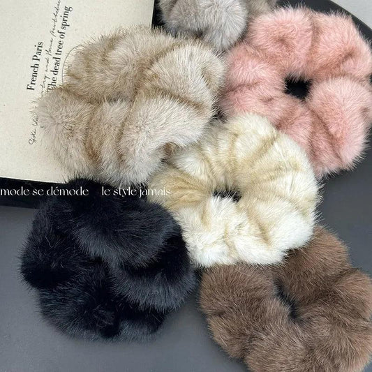 Autumn Winter Plush Large Scrunchies Elastic Hair Band New Fashion Korean Fluffy Headband Headdress Female Accessories