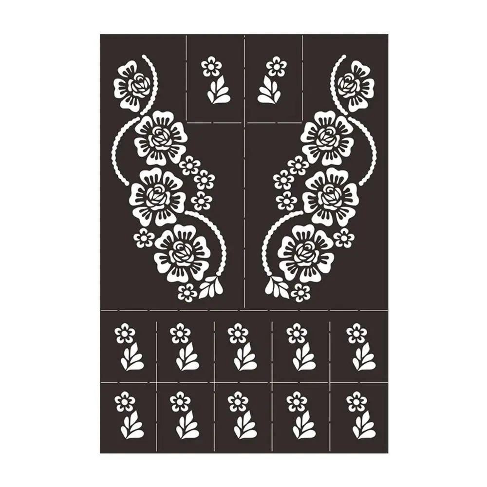 Professional Henna Stencil Temporary Hand Tattoo Body Art Sticker Template Wedding Tool India Flower Tattoo Stencil