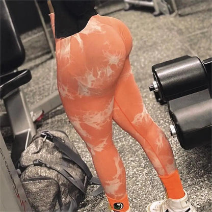 Women Tiedye Gym Leggings Seamless Mujer Push Up Booty Pants Scrunch Sports Fitness High Waist Workout Yoga Leggins Drop Ship