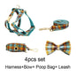 High Quality Custom Design Logo Cotton Pet Accessories Personalized Dog Collar Leashes Harness Bow Set Manufacturers Grid13-02